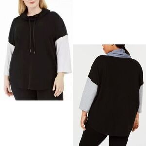 Calvin Klein Performance Plus Size Cowlneck Colorblocked